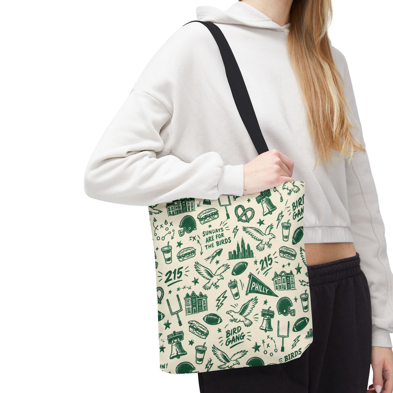 Philly Birds Tote Bag, Philadelphia Football Fan Gift, All Over Print Green Eagles Inspired Bag, Bird Gang Game Day Tote