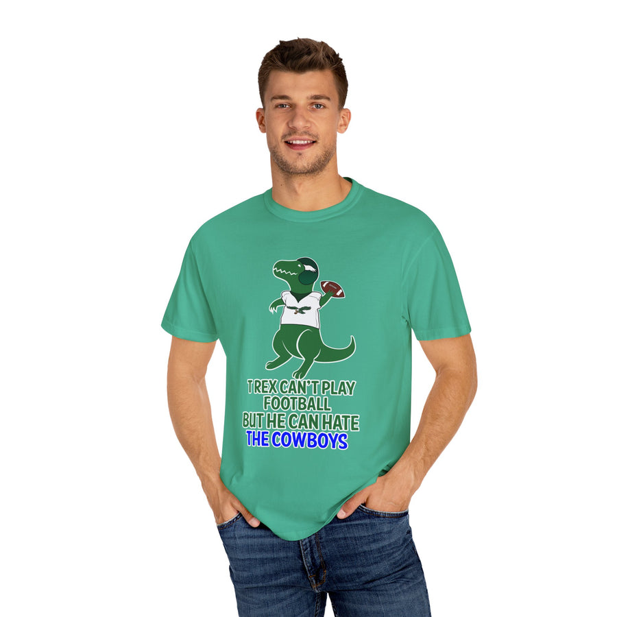 T-Rex Hates The Cowboys Unisex Garment-Dyed T-shirt