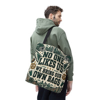 No One Likes Us We Bring Our Own Bags Tote, Philadelphia Football Fan Gift, Philly Game Day Bag, Green Sports Tote