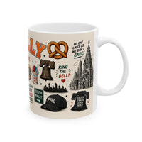Philadelphia Mug Philly Icons Coffee Mug Go Birds Mug Philadelphia Gifts Liberty Bell Cheesesteak Water Ice Mug 11oz 15oz White Mug