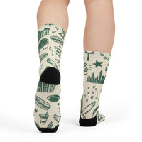 Philly Birds Crew Socks, Philadelphia Football Fan Socks, Green Game Day Socks, Philly Gift, All Over Print Socks