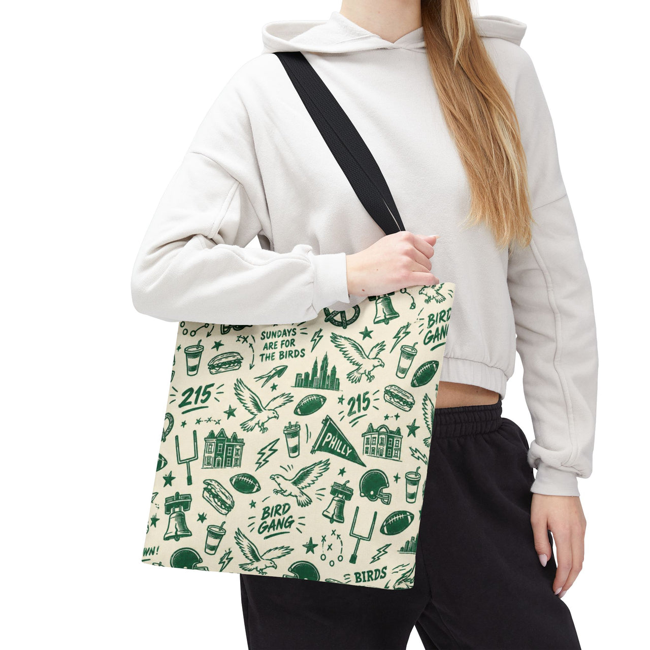 Philly Birds Tote Bag, Philadelphia Football Fan Gift, All Over Print Green Eagles Inspired Bag, Bird Gang Game Day Tote