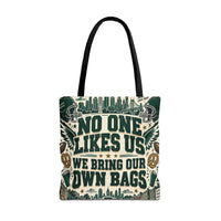 No One Likes Us We Bring Our Own Bags Tote, Philadelphia Football Fan Gift, Philly Game Day Bag, Green Sports Tote