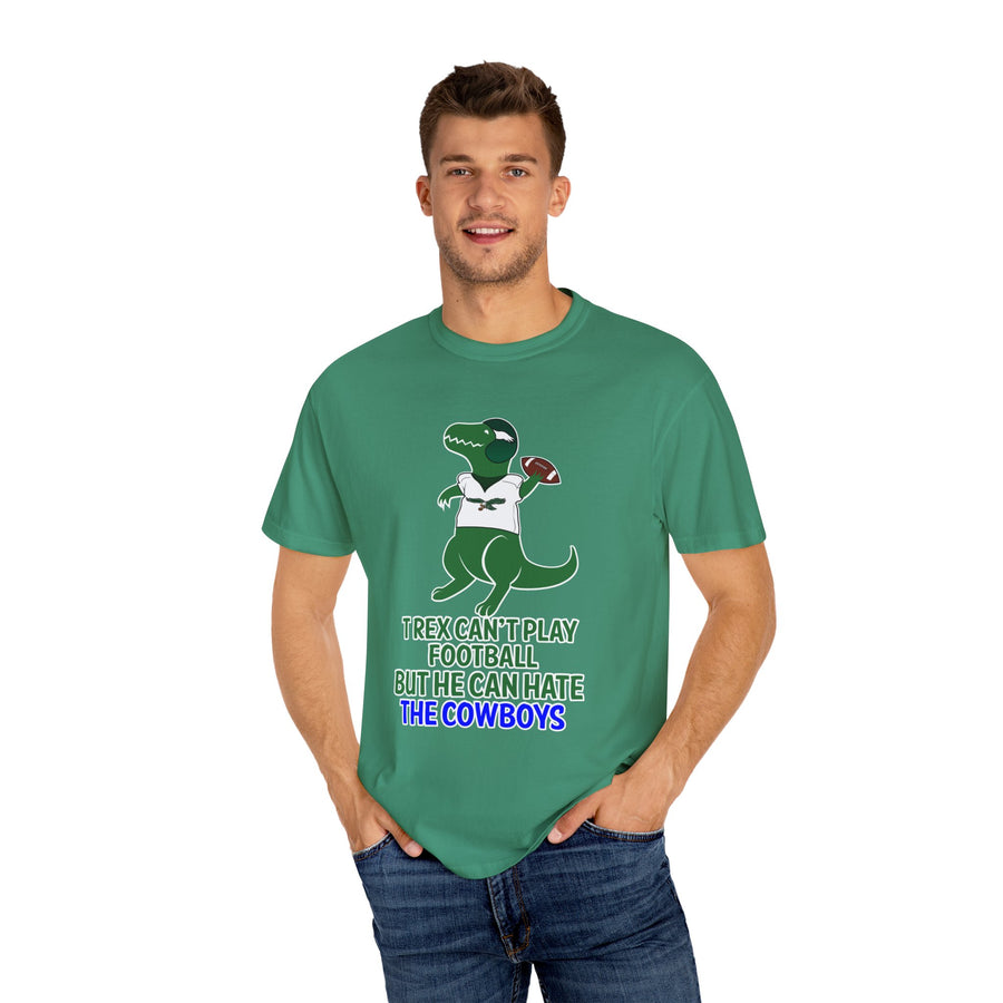 T-Rex Hates The Cowboys Unisex Garment-Dyed T-shirt