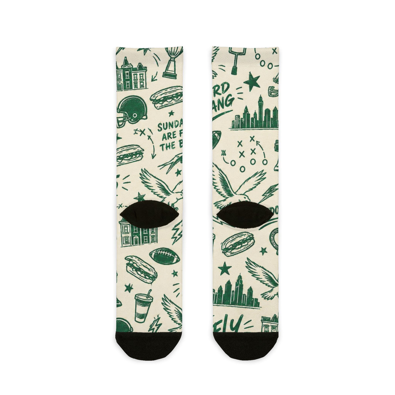 Philly Birds Crew Socks, Philadelphia Football Fan Socks, Green Game Day Socks, Philly Gift, All Over Print Socks