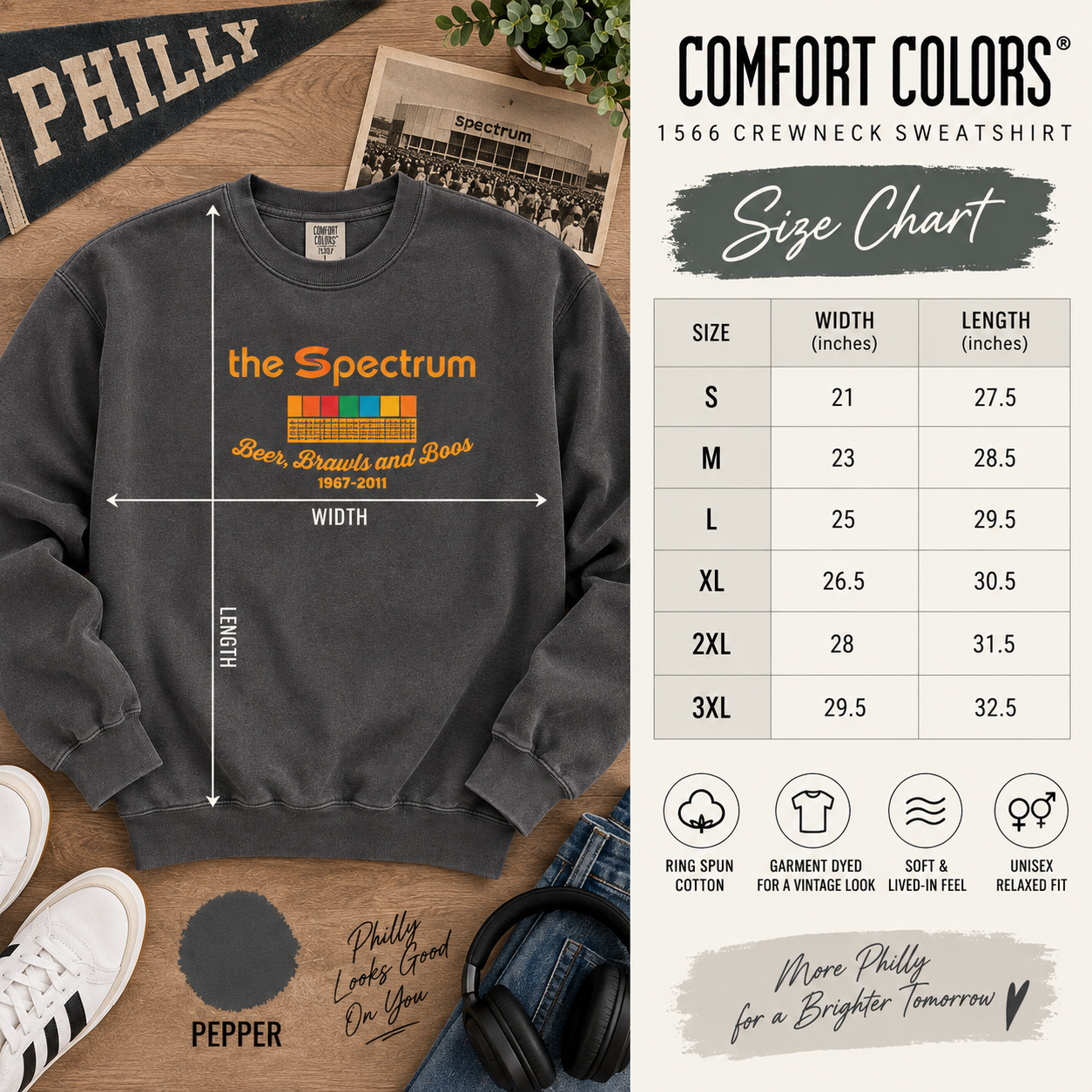 Philly Script Sweatshirt, Comfort Colors 1566 Crewneck, Philadelphia Shirt, Retro Philly Gift, Garment Dyed Unisex Sweatshirt