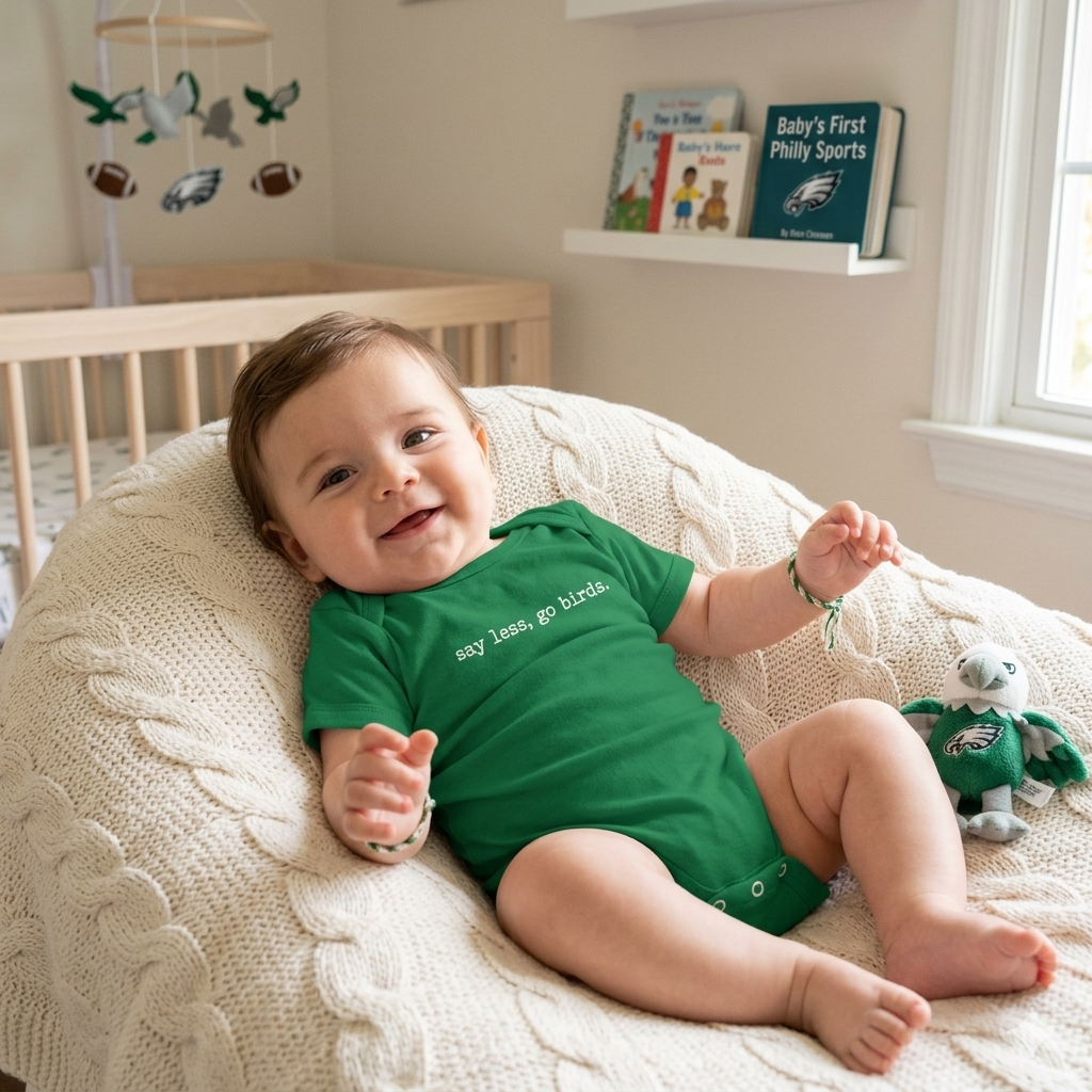 Philadelphia Baby Bodysuit Kelly Green Say Less Go Birds Baby Bodysuit Funny Eagles Fan Baby Outfit Philly Football Infant Gift Newborn Game Day Clothes