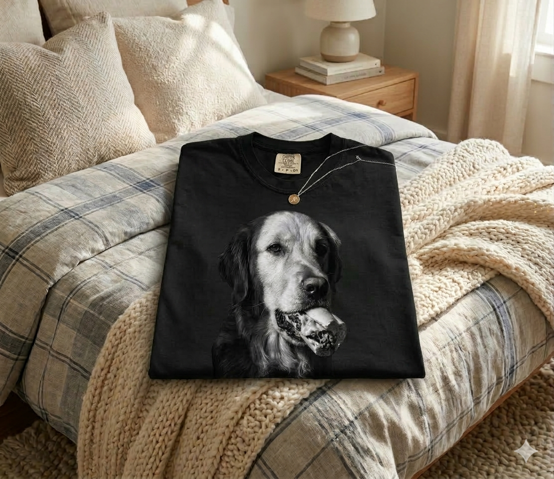 Philly Golden Retriever Cheesesteak T-Shirt | Dog Face Photo Tee, Black Graphic Shirt