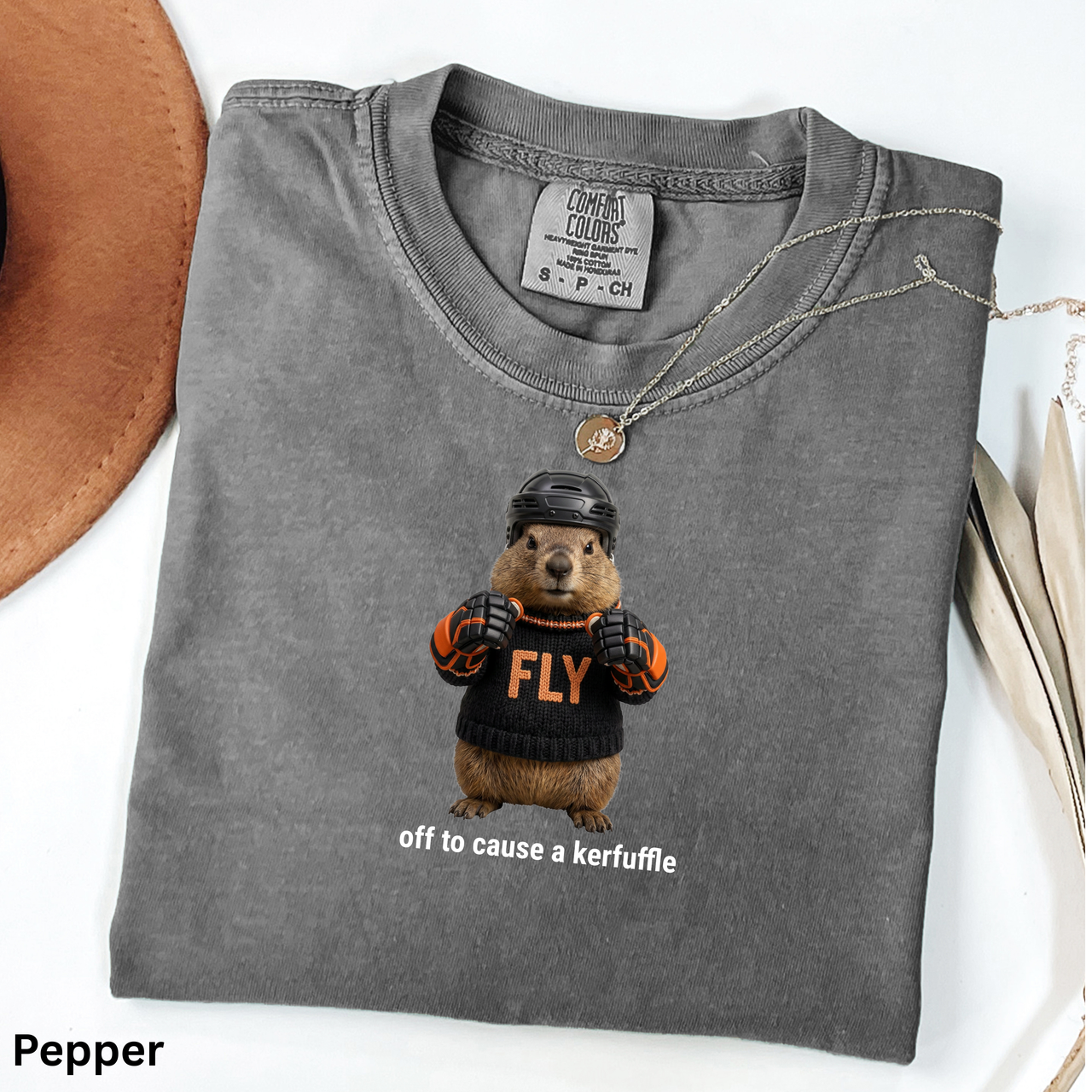 Flyers Inspired Kerfuffle Shirt, Funny Philly Hockey Tee, Groundhog Hockey Graphic Tee, Off To Cause A Kerfuffle Shirt, Comfort Colors