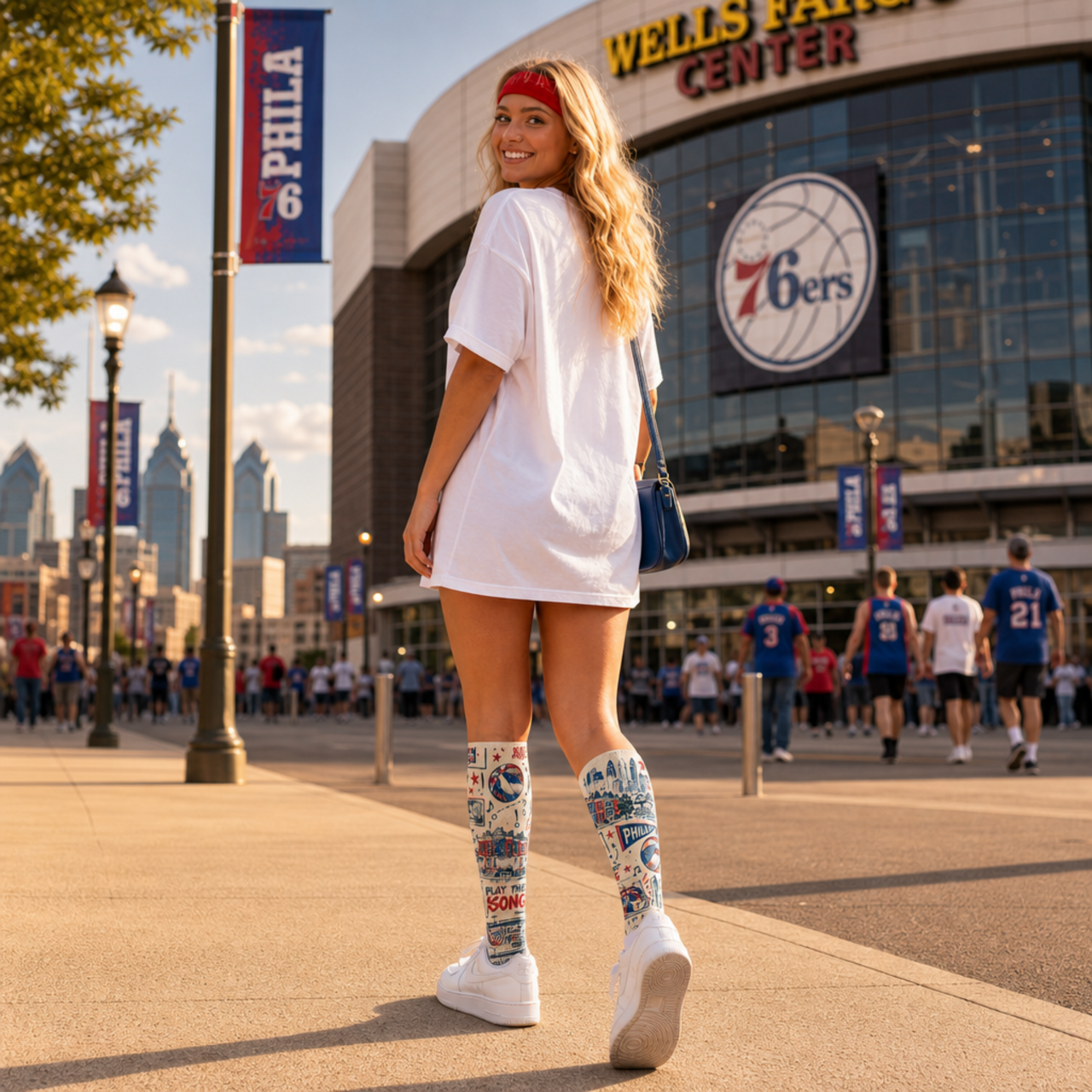 Philadelphia Basketball Socks, Philly Hoops Gift, Red White Blue Sports Socks, Ring the Bell Basketball Fan Gift