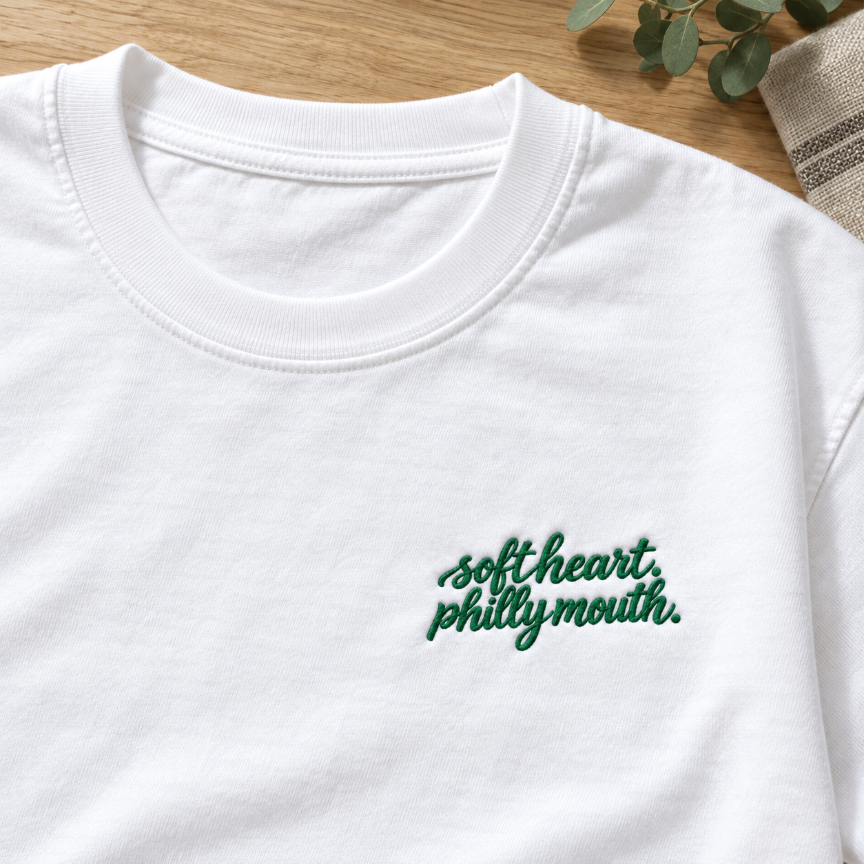 Soft Heart Philly Mouth Embroidered Shirt, Philadelphia Tee, Comfort Colors 1717, Philly Girl Gift, Left Chest Embroidery