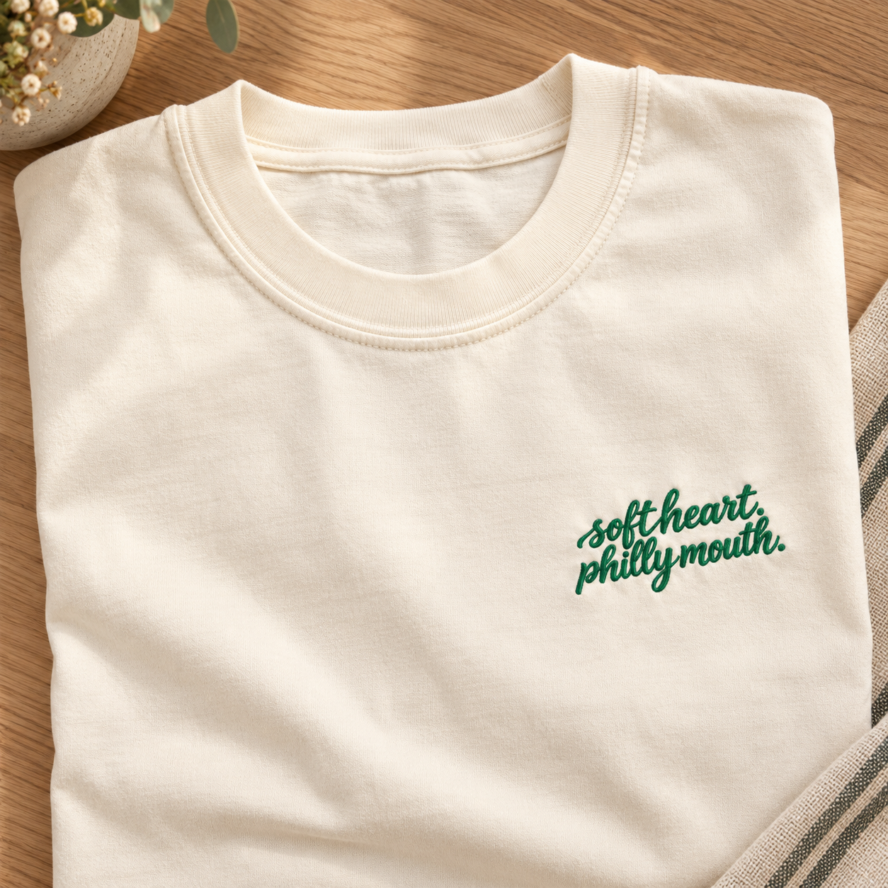 Soft Heart Philly Mouth Embroidered Shirt, Philadelphia Tee, Comfort Colors 1717, Philly Girl Gift, Left Chest Embroidery