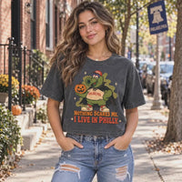 Nothing Scares Me I Live in Philly Shirt, Philadelphia Halloween Tee, Comfort Colors 3023CL Women’s Boxy Crop Top, Spooky Philly Gift