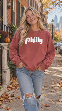 Philly Script Sweatshirt, Comfort Colors 1566 Crewneck, Philadelphia Shirt, Retro Philly Gift, Garment Dyed Unisex Sweatshirt