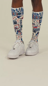 Philadelphia Basketball Socks, Philly Hoops Gift, Red White Blue Sports Socks, Ring the Bell Basketball Fan Gift