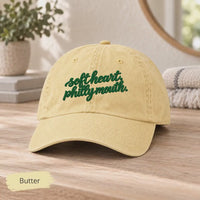 Soft Heart Philly Mouth Embroidered Hat, Comfort Colors Coastal Washed Cap, Philadelphia Gift for Her, Philly Girl Dad Hat
